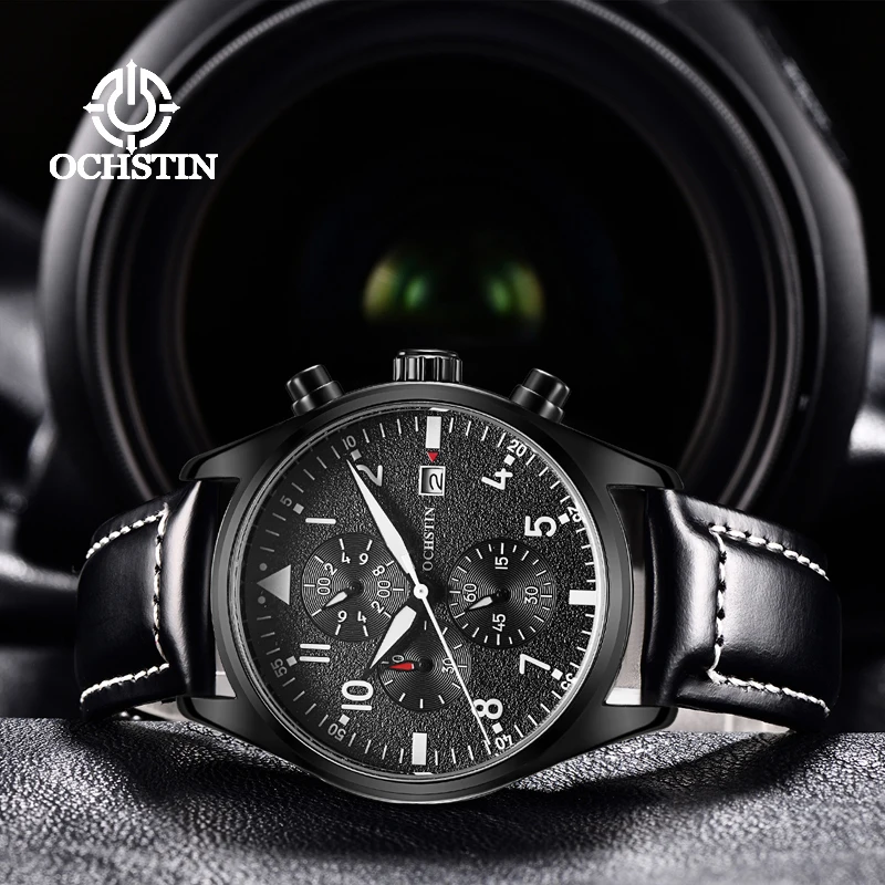 OCHSTIN Promotional Model 2024 Pilot Series Men's Watch Multifunction Quartz Movement Simple Atmosphere Men's Quartz Watch