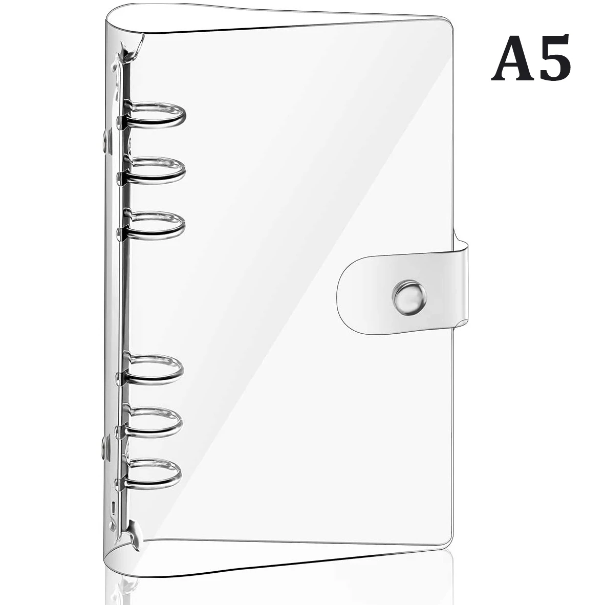 A6 Clear Soft PVC Binder Cover 6 Black Round Ring Binders Dia 20mm Snap  Button Closure for A6 Loose Leaf Folder Refillable Notebook Binder Shell