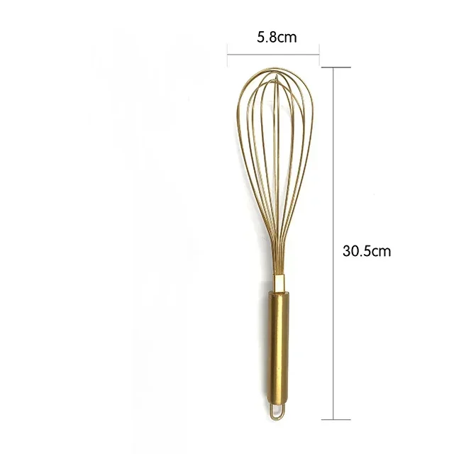 1Pcs Gold Stainless Steel Egg Beater Hand Whisk Egg Mixer Baking Cake Tool for Kitchen