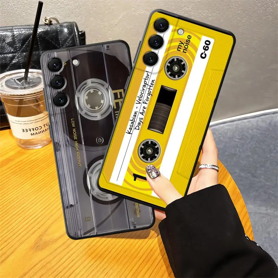 Vintage-Style Black Cassette Tape Phone Cover Case