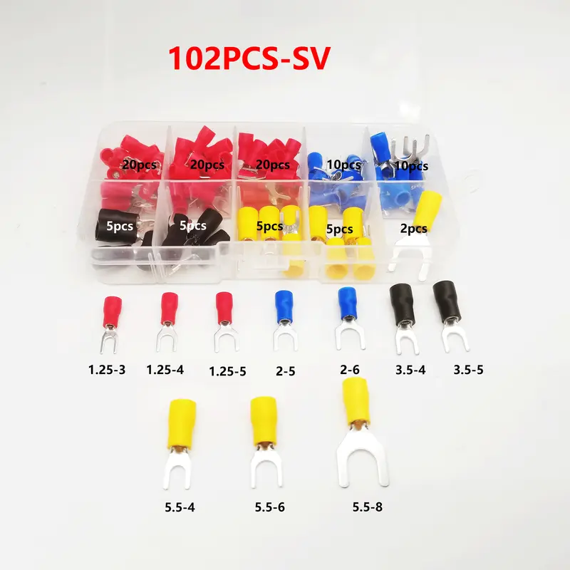 Insulated Cable Connector Electrical Wire Crimp Spade Butt Ring Fork Set Ring Electric Crimp lugs Rolled Terminals Assorted Kit - Image 9
