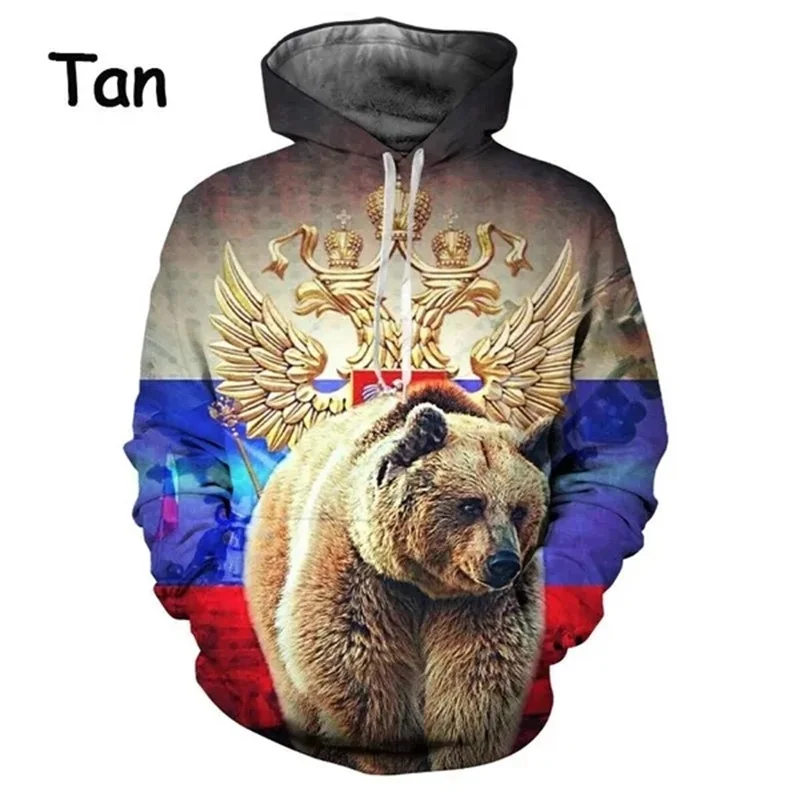 Sudadera con capucha de manga larga para hombre, con estampado 3D de bandera rusa, sudadera informal de talla grande, sudadera con capucha para hombre, ropa de calle con personalidad
