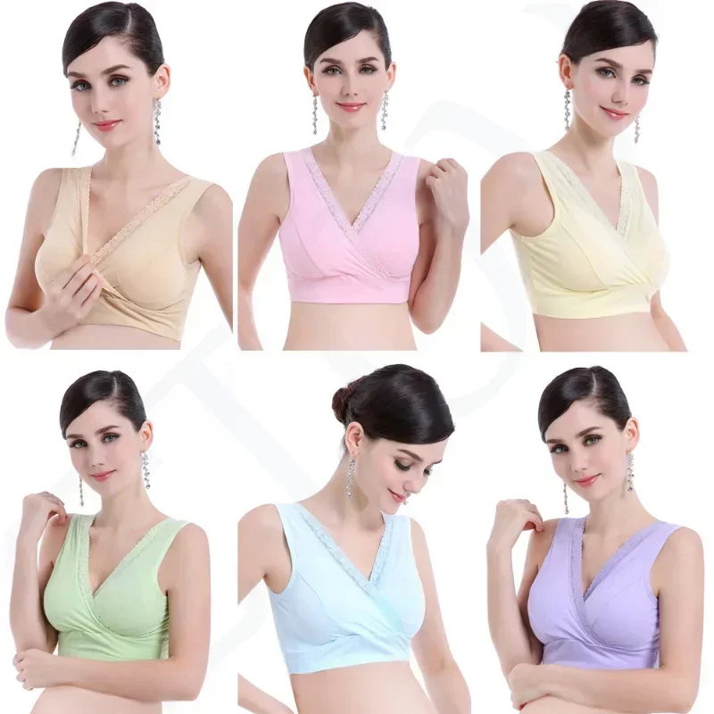 Cotton Breastfeeding Maternity Bras Sleep Nursing Bras for Feeding Pregnant Nursing Underwear Clothes Size M/L/XL/XXL/XXXL 3