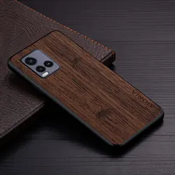 Luxury Bamboo Wood Pattern Leather Phone Case Cover for vivo Y19 (Coffee)