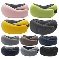 U Shape Neck Pillows For Travel Foam Ice Silk Fabric Neck Pillow hook and loop fasteners Stowable pillow for car home 1