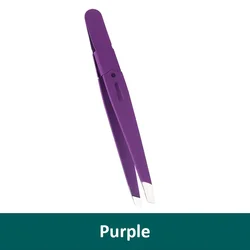 Colorful Stainless Steel Slanted Eyebrow Tweezers - Precision Beauty Tool (Purple)