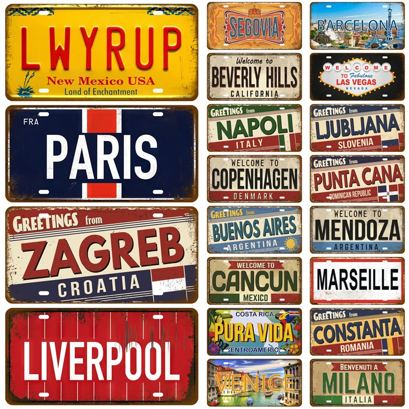 Madrid City Tinplates Plate Metal Sign Plaque Poster Vintage Tin Sign For Paris Bar Pub Cafe Man Cave Decoration Home Decor Art metal sign plaque