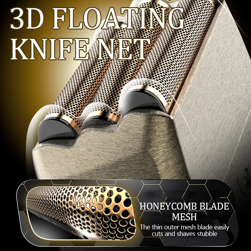 Kemei Compound Three Knife Net Shaver Digital Display Electric Shaver Head Oil Head Gradient Shaver USB Charging Model KM-T88 3