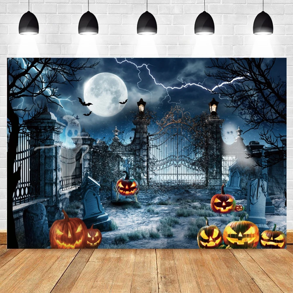 

Halloween Photography Backdrop Castle Pumpkin Lanterns Photocall Decor Background Baby Photo Studio Portrait Photographic Prop