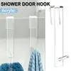 Acrylic Bathroom Shower Door Hook Over Glass Door Shower Towel Rack Punch-Free Bathroom Bathrobe Hanger Transparent Towel Hooks 1