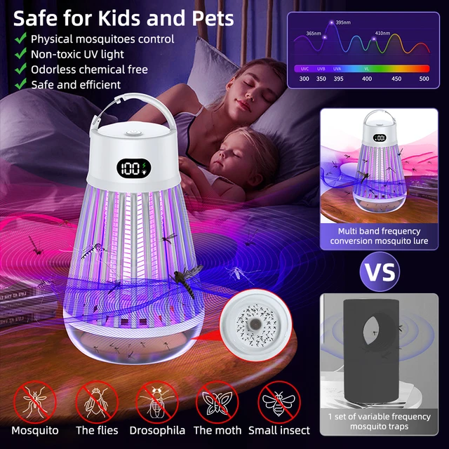 2 Az 1 -Ből Szúnyog Gyilkos Lámpa Lcd Éjszakai Könnyű Elektromos Gyilkosságok Légycsapda Led Rovar Visszautasító Töltés Bug Zapper Otthoni Kültéri Kemping - Image 2