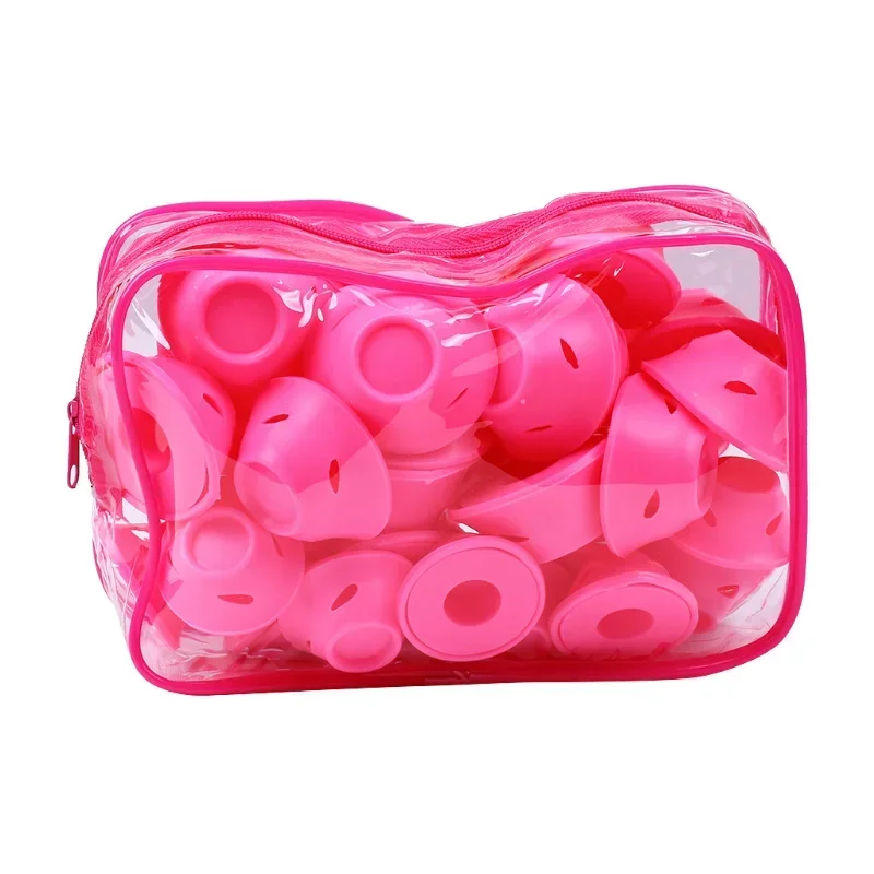 Pink Blue Silicone Hair Curler Soft Rubber Hair Care Rollers No Heat Styling Tool 20PCS