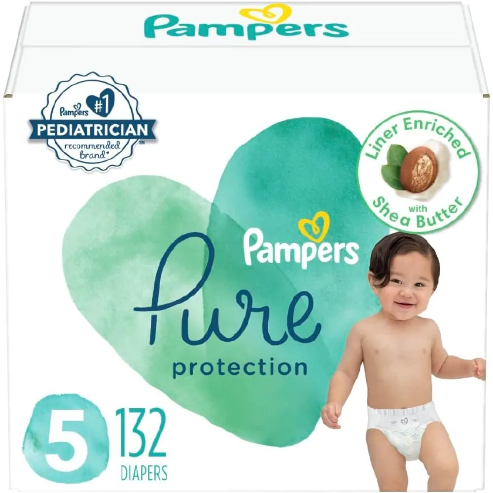 

Pure Protection Diapers - Size 5, 132 Count, Hypoallergenic Premium Disposable Baby Diapers