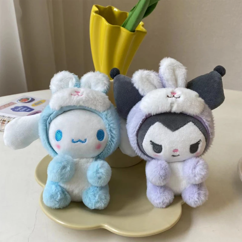 15CM Sanrio 토끼 Plush Keychain Kawaii 산리오 시나모롤 포차코 키링 Accessories Cartoon Rabbit Keychains Kids Girl Toys Pendant Holiday Gifts plush keychain key chain bunny keychain
