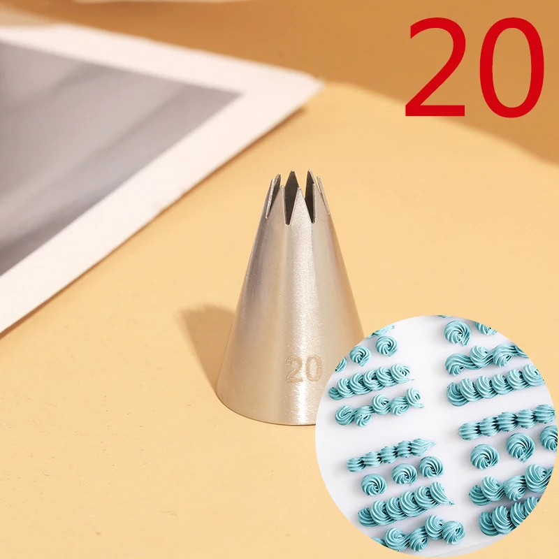 

BCMJHWT #20 Open Star Icing Nozzle Stainless Steel Small Size Piping Cake Decorating Tips Royal Pastry Tip Tools Bakeware