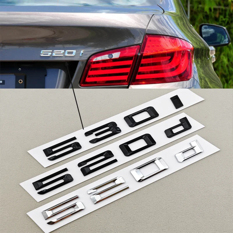 3D ABS 자동차 레터 로고 520i 530i 540i 리어 트렁크 배지 스티커 데칼 BMW 5 시리즈 520i 530i 540i G30 자동차 테일 마킹용