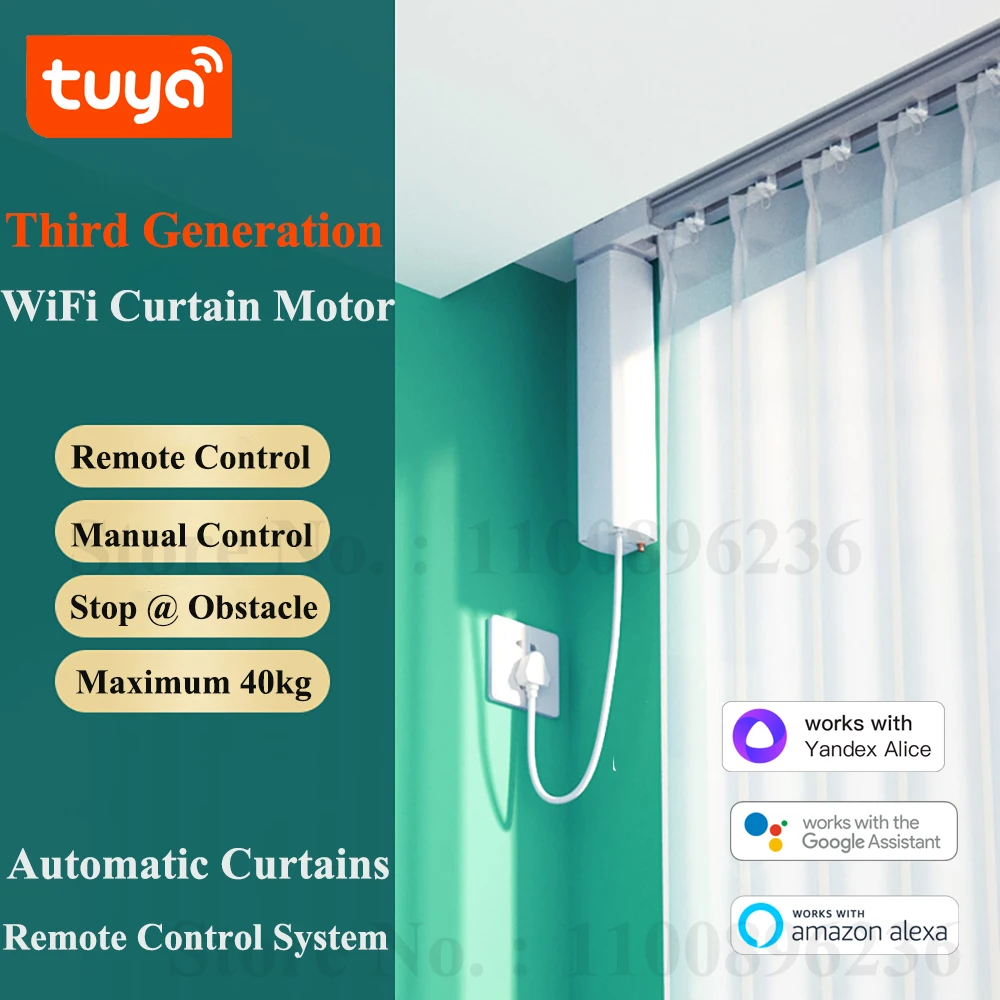 A Buon Mercato Tuya 3Rd Generation Shorter Wifi Tenda Motore Elettrico Binario Asta Sistema Automatico Smart Home Tende Telecomando Alexa Tende Intell