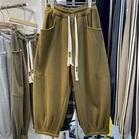 Cargo Pants Women Sporty Solid Plush Sweatpants Korean Style Casual Drawstring Elastic Waisted Streetwear Clothing Harem Pants - Image 3