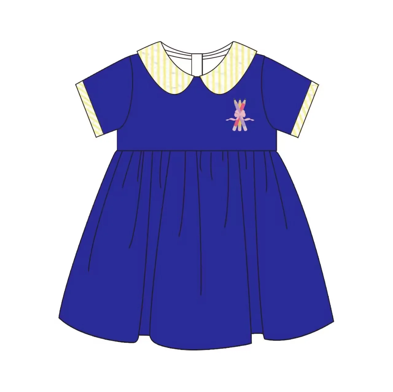 

Summer children's clothing milk silk matching suit blue series lapel clothing