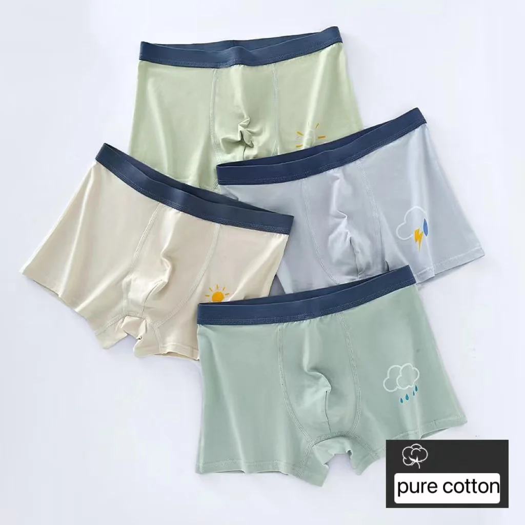 Teenagers Underwear Men's Pure Cotton Boxer Boys Students Growth Period Underpant Overweight Kids Panties Teens Boxer Breathable
