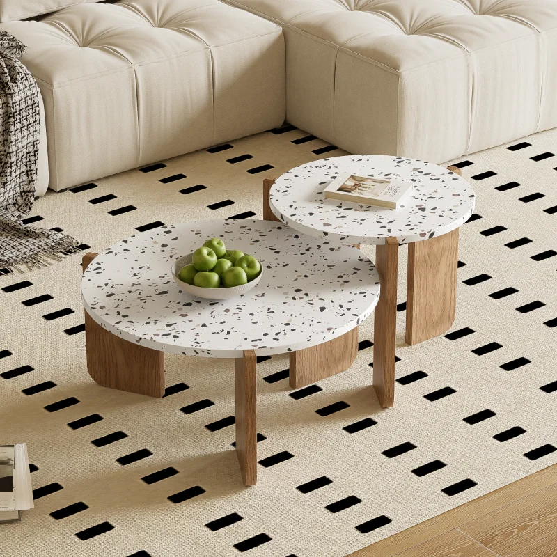 Moderner klappbarer Couchtisch, Beistelltisch, Couchtisch-Set für Wohnzimmer, Sofa-Beistelltisch und Balkon, 2er-Set – Detail 2