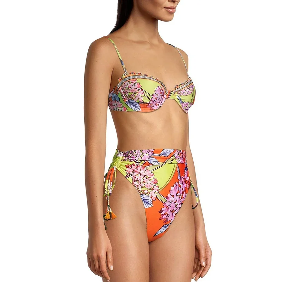 2024 Chic Printed Fashion Bikinis Set and Cover Up Women's Two Piece Swimsuits Sexy Beach Swimwear Luxury Bathing Suit Beachwear