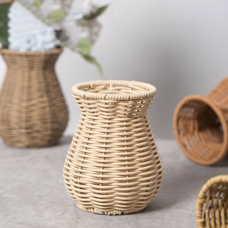 Decorative Rattan Vase Woven Decorative Table Vase for Dried Flower,Home and Office Durability and Waterproof Decors 4
