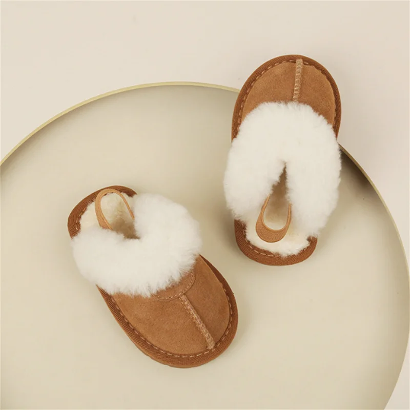 Baby Winter Leather Slipper Shoes Rubber Non-slip Toddler Indoor Kids baby shoes children slippers