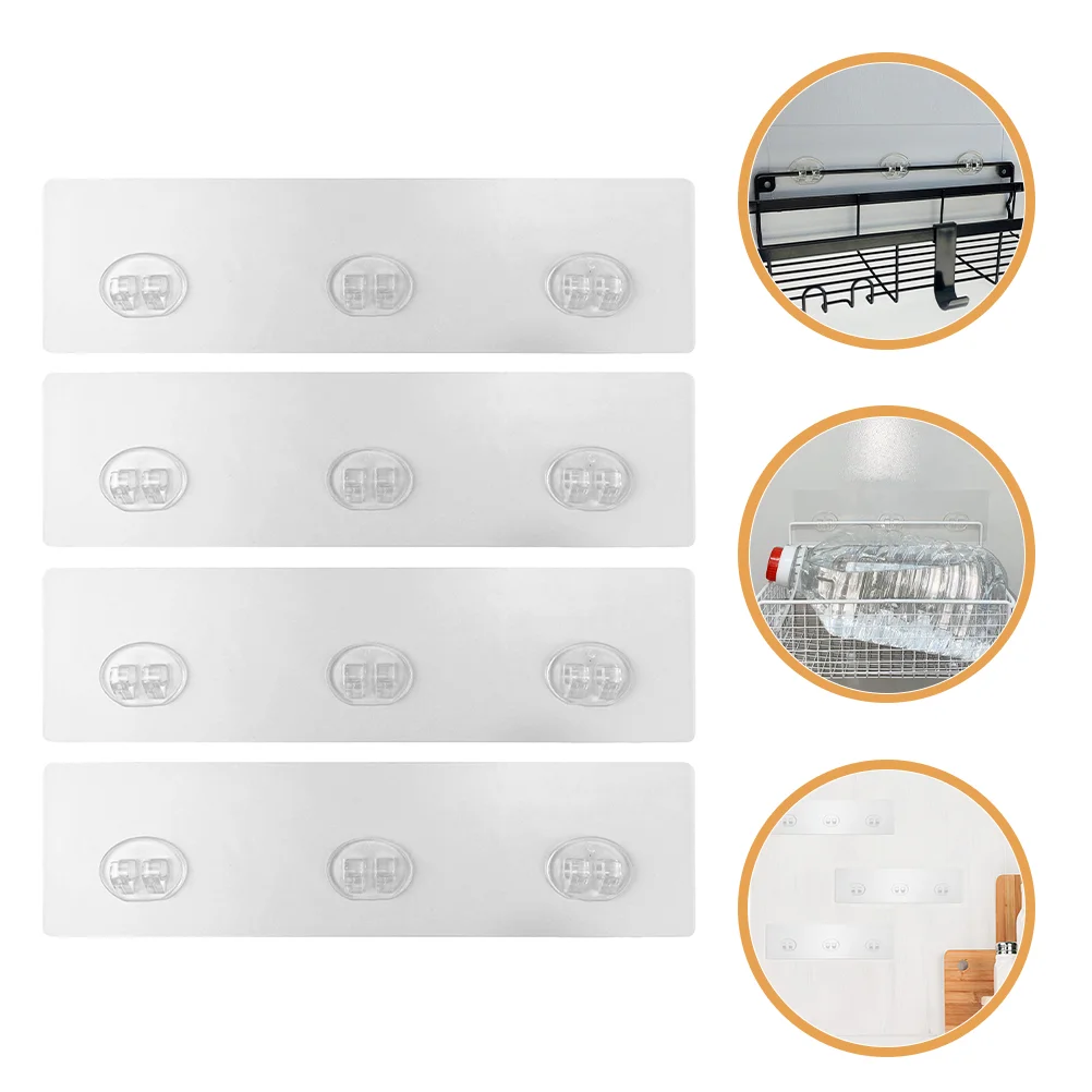 

4 Pcs Traceless Hook-free Punch-free Storage Rack Shower Shelves Adhesive Replacement Sticky Wall Hooks for Shelf