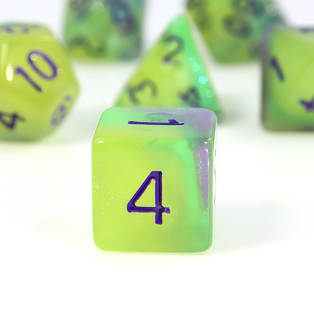 7pcs Purple Green Yellow Plus Glow-in-the-dark Dice Set Game Accessories Board Game Supplies acrylic dice game dice dice set