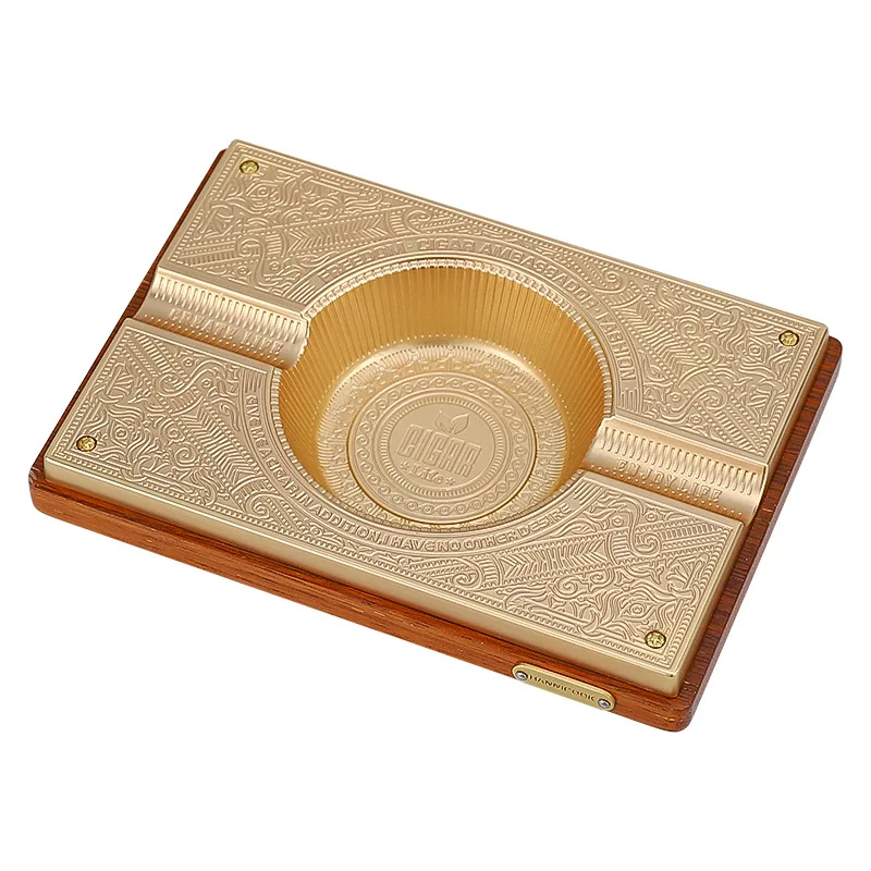 

Red Wood Cigar Ashtray Home Metal Ash Tray Outdoor Luxury 2 Holder Cigar Cigarette Ashtrays For Cigars Accessories JF-2002