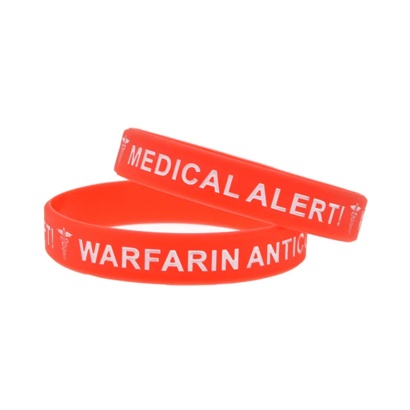 1 PC Warfarin Anticoagulant Silicone Wristband 1/2 Inch Wide Medical Alert Bracelet 3