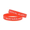 1 PC Warfarin Anticoagulant Silicone Wristband 1/2 Inch Wide Medical Alert Bracelet 3