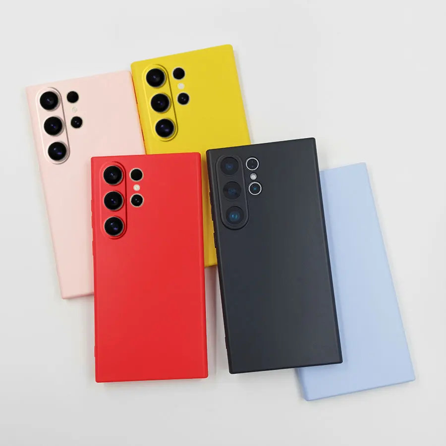 Colorful Silicone Matte Phone Case - Black, Pink, Yellow, Purple