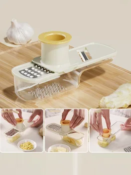  1Pcs 3-in-1 Multifunctional Manual Ginger and Garlic Grinder Home Kitchen Slicer All Grinder Kitchen Tools