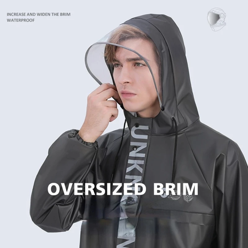 New Thickened Men's Raincoat Fashion Long Waterproof Hooded Rain Poncho