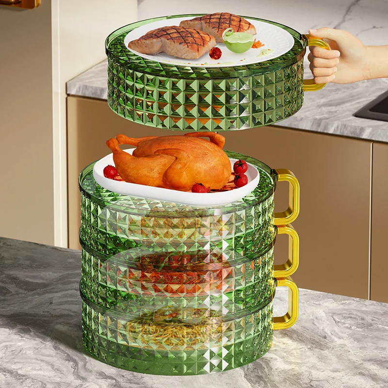 multi layer food cover stackable plate