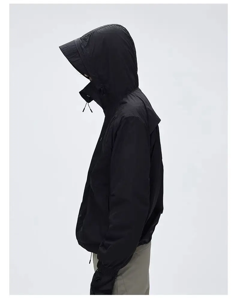 C  Outdoor sunscreen jacket lightweight nylon material back ventilation multipocket techwear aesthetic gorpcore
