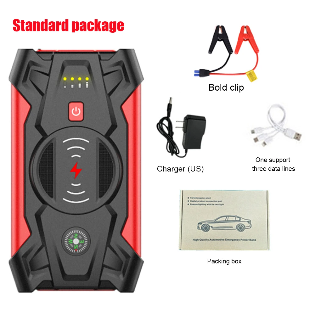 gooloo jump starter 28000mAh Car Battery Jump Starter Portable Emergency 12V Auto Battery Booster 5V/1A USB Output Wireless Charging LED Flashlight car jump starter