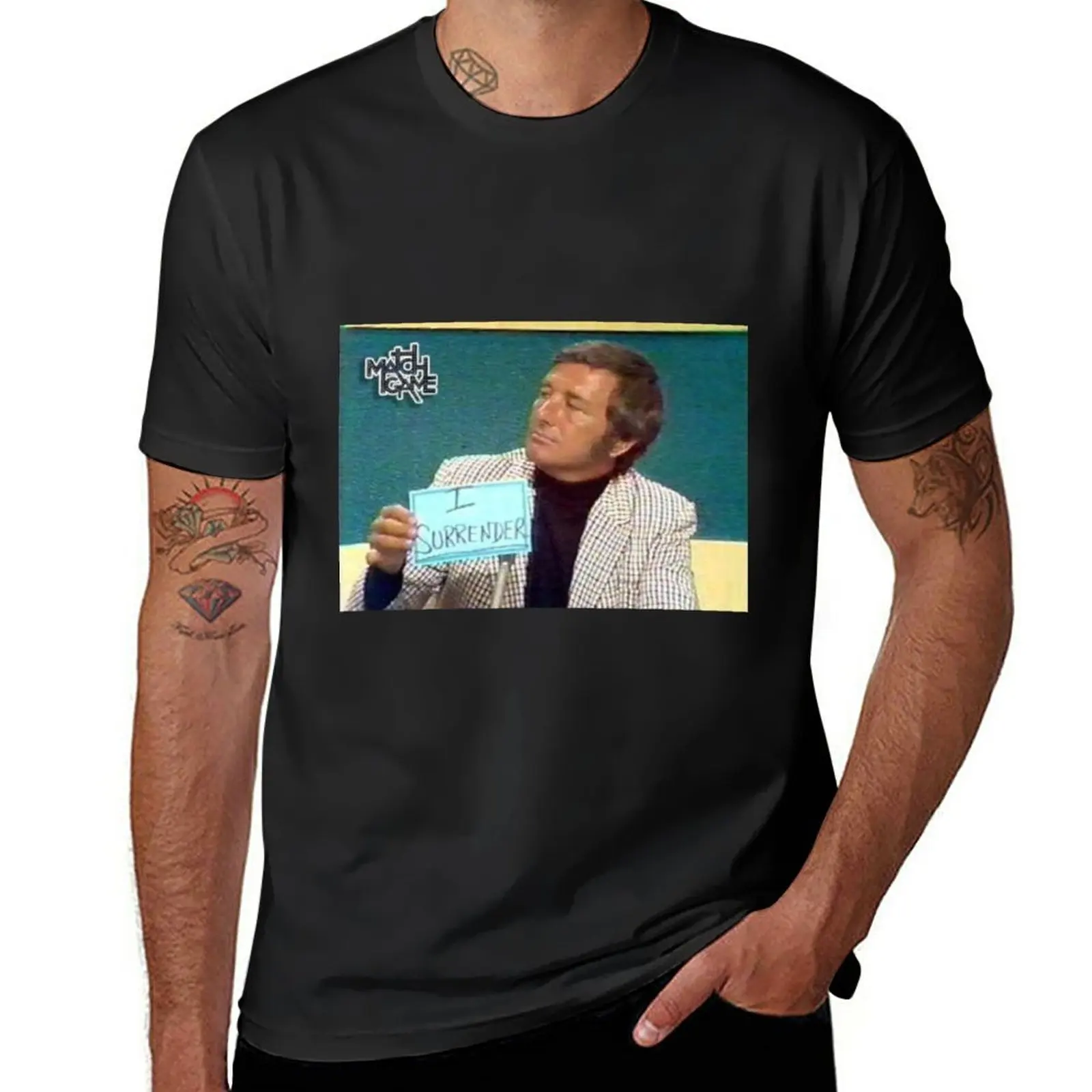 

New Richard Dawson I Surrender Match Game color photo T-Shirt boys white t shirts quick drying t-shirt Men's t-shirt