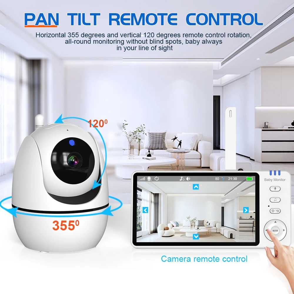5.0 Inch Baby Monitor with Camera VOX Wireless Video Nanny 720P HD Security Night Vision Temperature Remote Move 2 Way Audio wireless baby monitor,video baby monitor