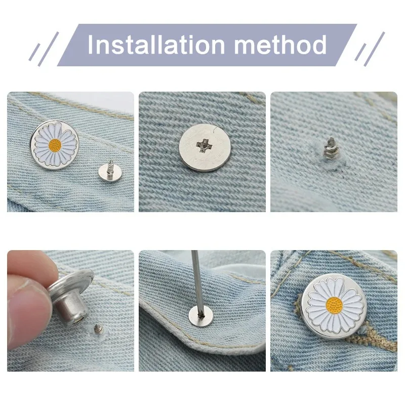 10Pcs 금속 청바지 단추 17mm 교체 바느질없는 나사 단추 수리 키트 Nailless 이동식 진 버클 의류 바지 핀