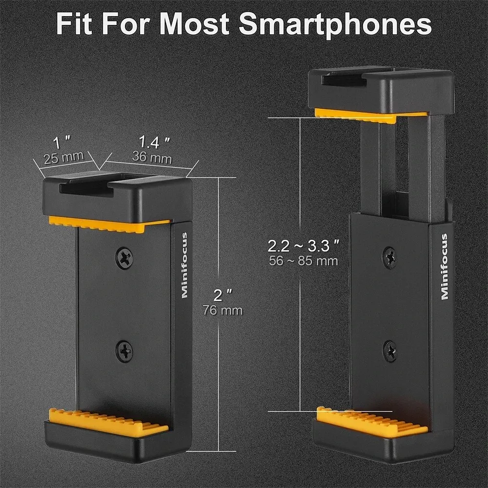 Phone Tripod Mount with Cold Shoe Mount for Microphone LED Video Light 1/4'' Screw for iPhone Samsung Galaxy OnePlus Google Pixel