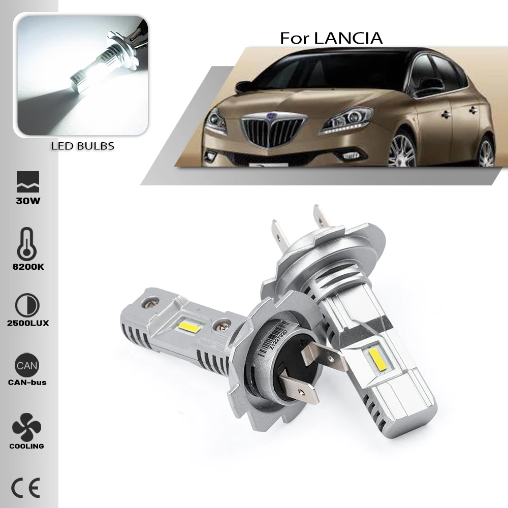 LANCIA DELTA III 2008-2014 KAPPA 자동차 헤드라이트, 로우/하이 빔 Canbus에 적합, 어댑터 없음, H7 LED 헤드라이트 전구, 2 개
