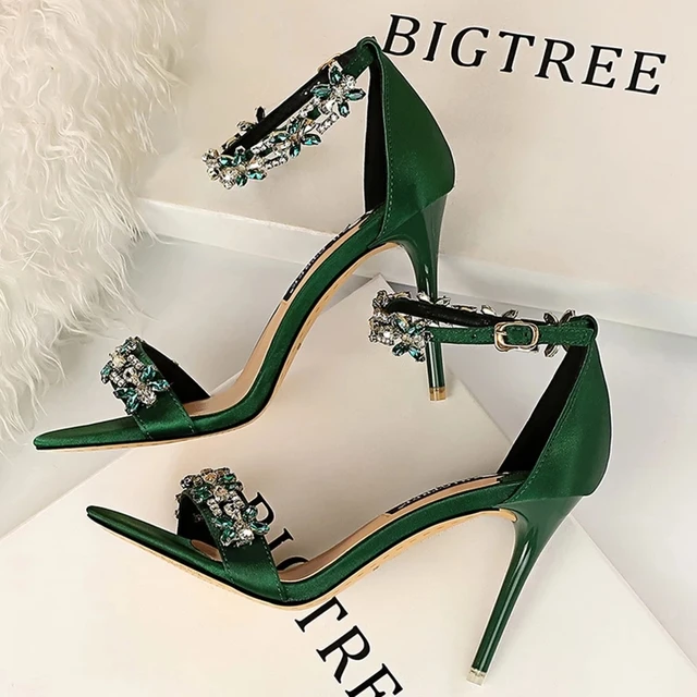 BIGTREE Shoes Open Toe Rhinestones Sandals Women 2025 New Designer Sexy High Heels Sandals Female Shoes Summer Heeled Sandals 1