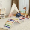 Foldable Climbing Triangle Ladder Toys with Ramp for Sliding,Climbing Set of 3 Wooden Safety Sturdy Kids Play Gym Indoor Outdoor 2