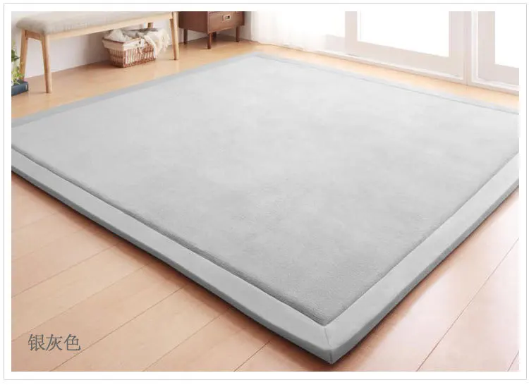 Plain Colour Coral Velvet Living Room Carpet Big Size Room Decor Rugs Thickening Japanese Tatami Mat Non-slip Baby Crawling Mat 5