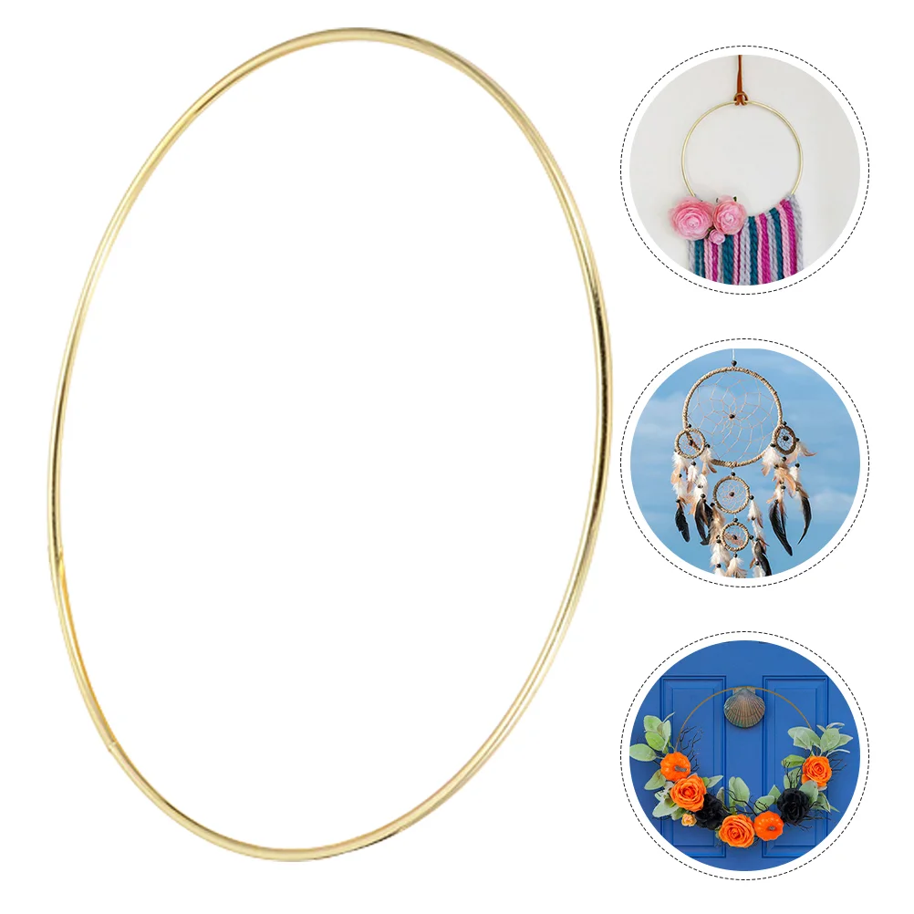 

6 Pcs Golden Iron Hoop Ring Faux Flowers Hoops Rings for Crafts Metal Leaves DIY Dream Catcher Floral Fake