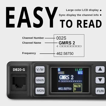 20W Long Range GMRS Mobile Radio for Vehicle, 500 Channels, VOX, Display Sync, Cigarette Lighter Plug, Off Road 4x4 6