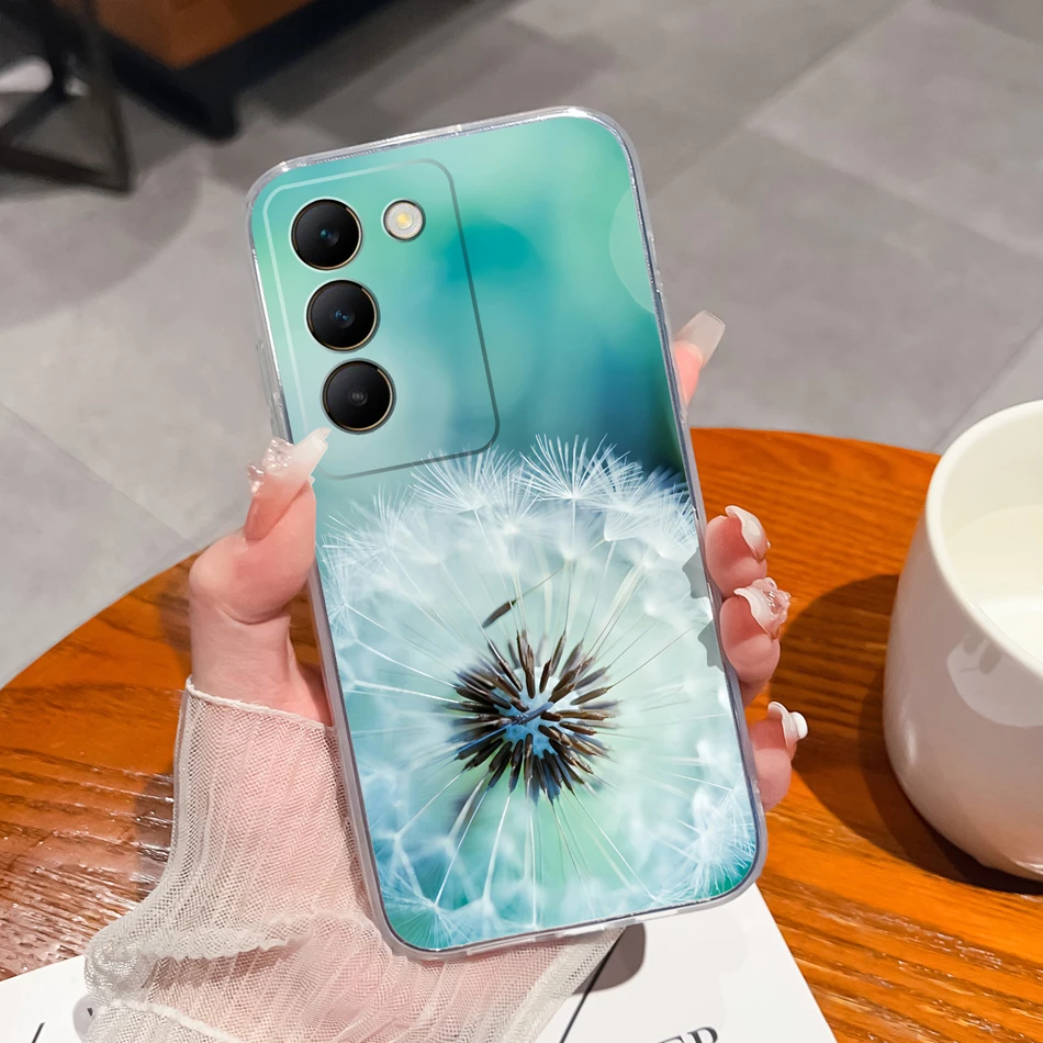 Floral Painted Transparent Shockproof Soft TPU Silicone Phone Case